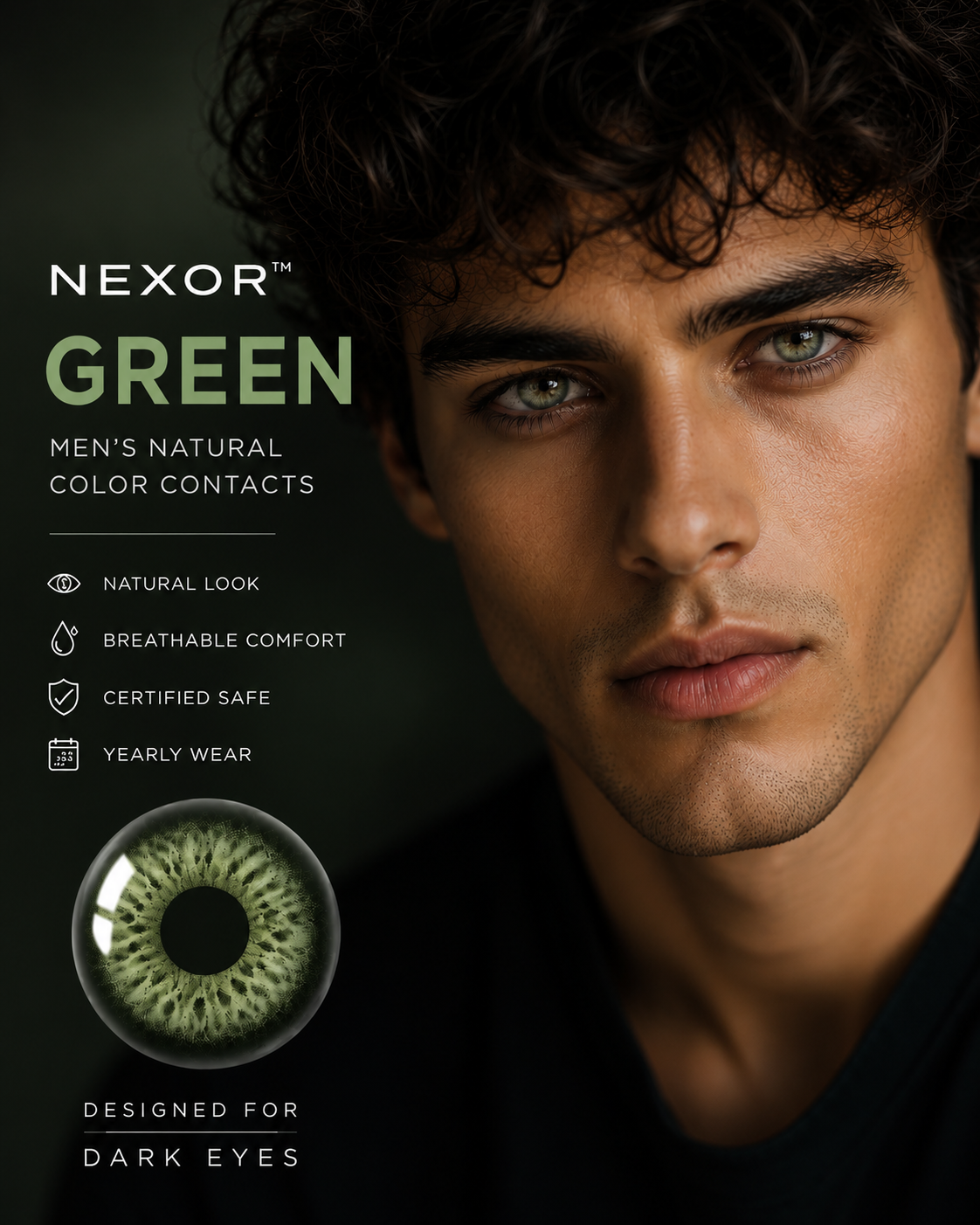 Nexor hidrocor  Men's Natural Color Contacts for dark brown eyes