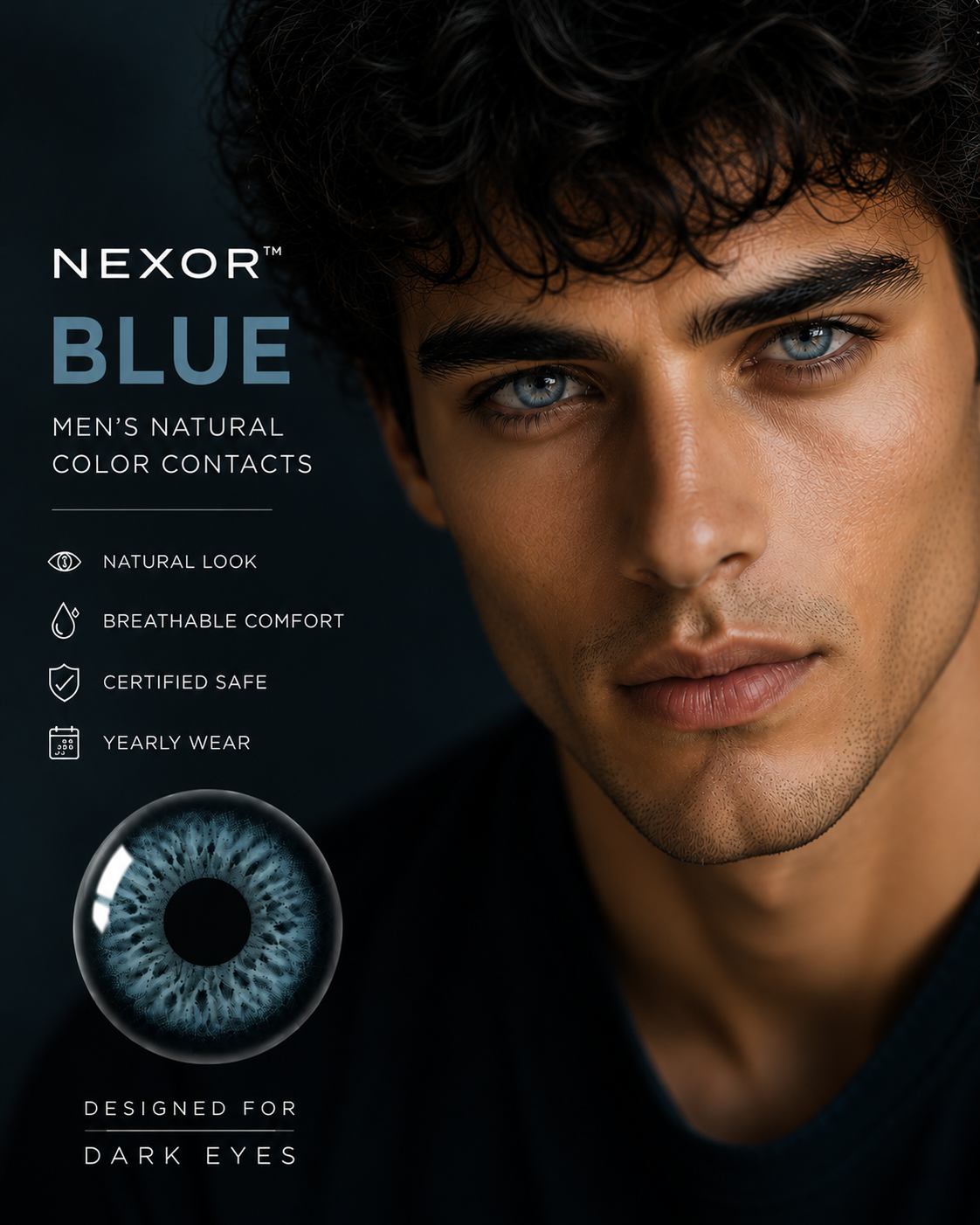 Nexor hidrocor  Men's Natural Color Contacts for dark brown eyes