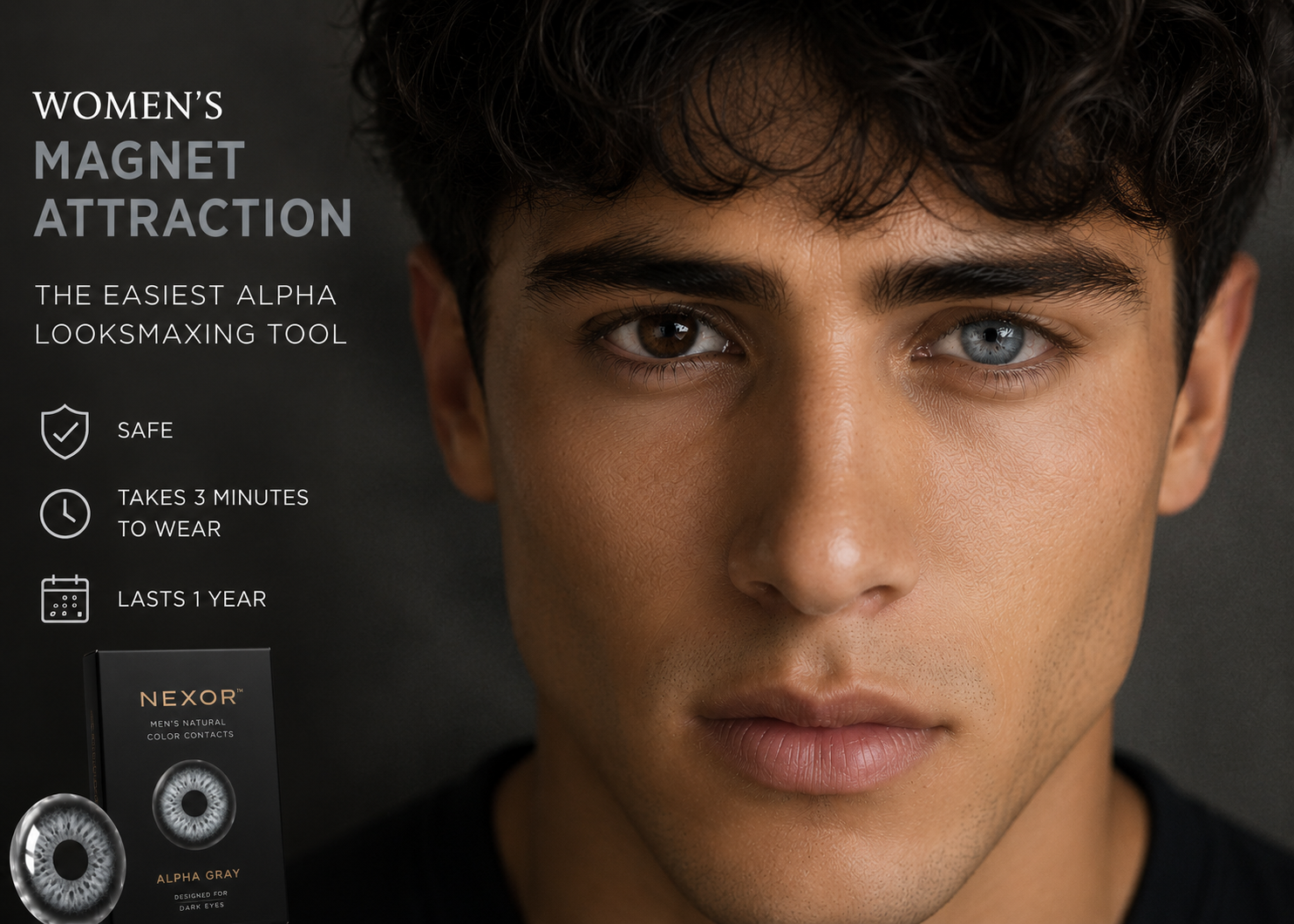 Nexor hidrocor  Men's Natural Color Contacts for dark brown eyes